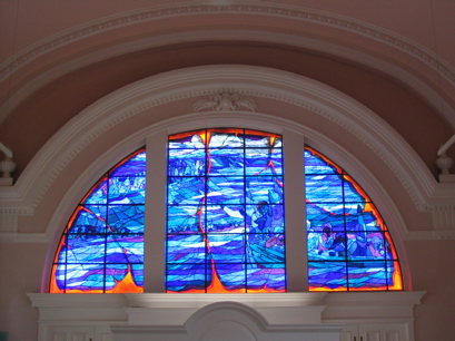 The deportation depicted in stained glass