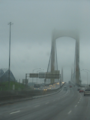 Pont Pierre Laport through the fog