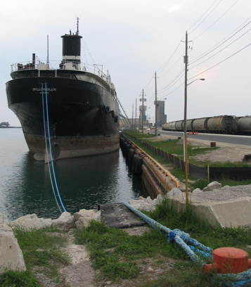 Great Lakes freighter in Goderich Harbour